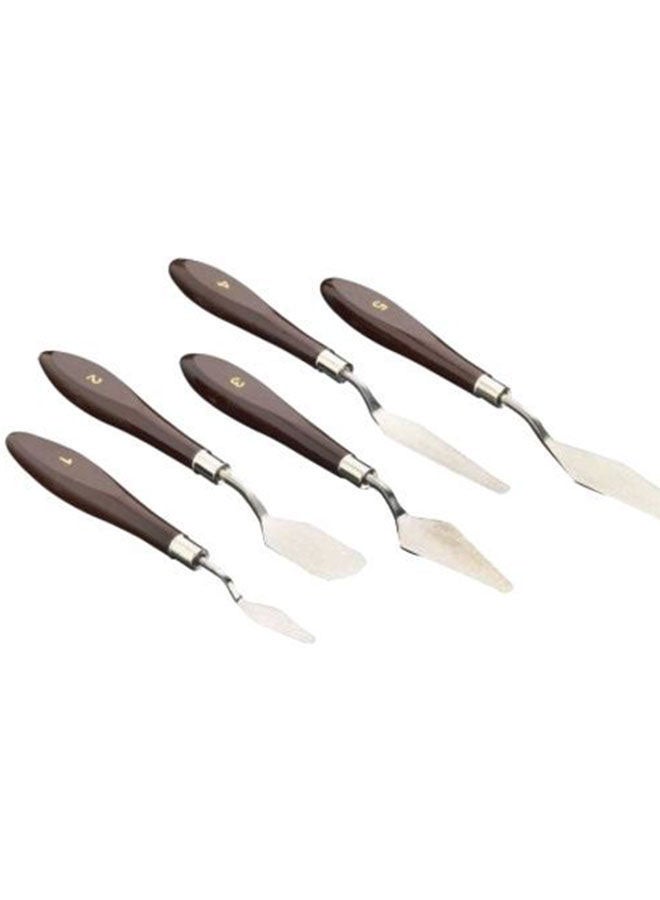 Woodstock - 5-Piece Stainless Steel Palette Knife Set Silver/Brown - Image 1