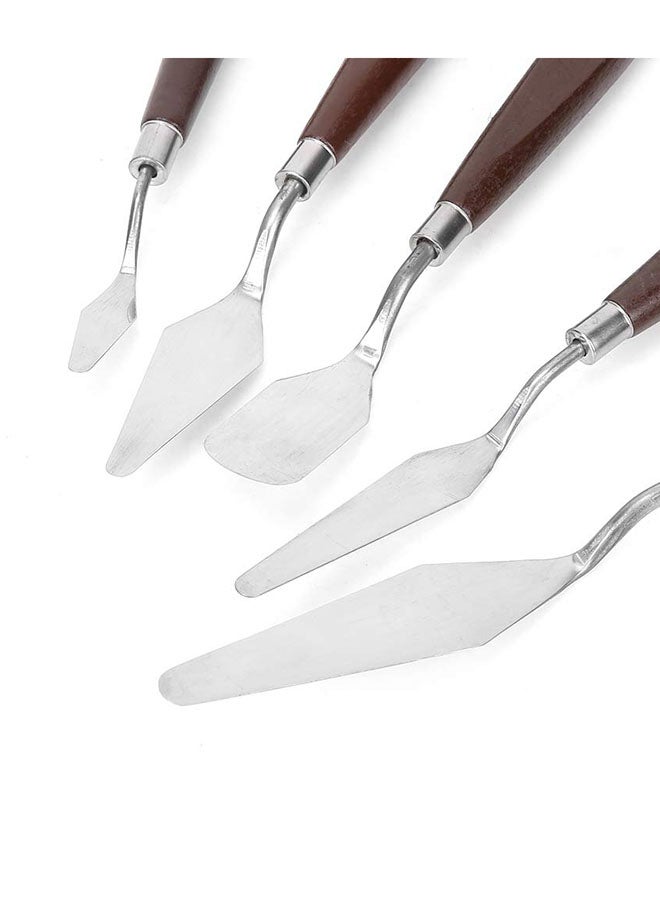 Woodstock - 5-Piece Stainless Steel Palette Knife Set Silver/Brown - Image 1