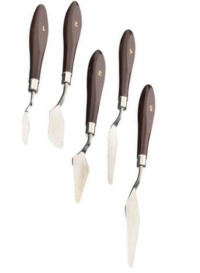 Woodstock - 5-Piece Stainless Steel Palette Knife Set Silver/Brown - Image 1