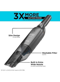 BLACK+DECKER Cordless Slim Pelican Handheld Vacuum Charging Base, 12V 130 ml HLVC320B11-GB Dark Titanium  - Image 5