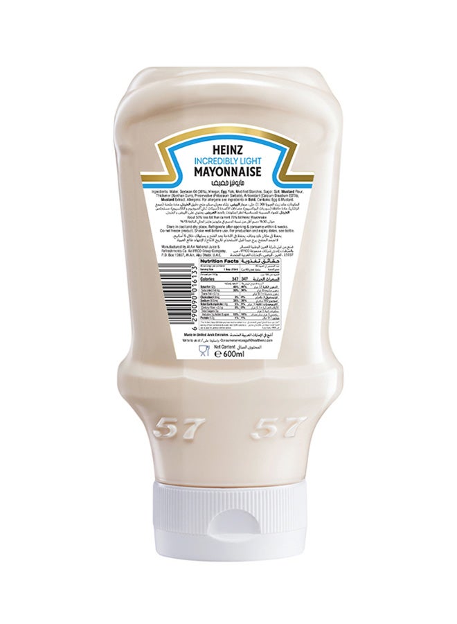 Heinz Mayonnaise Light Top Down Squeezy Bottle 600ml  - Image 2