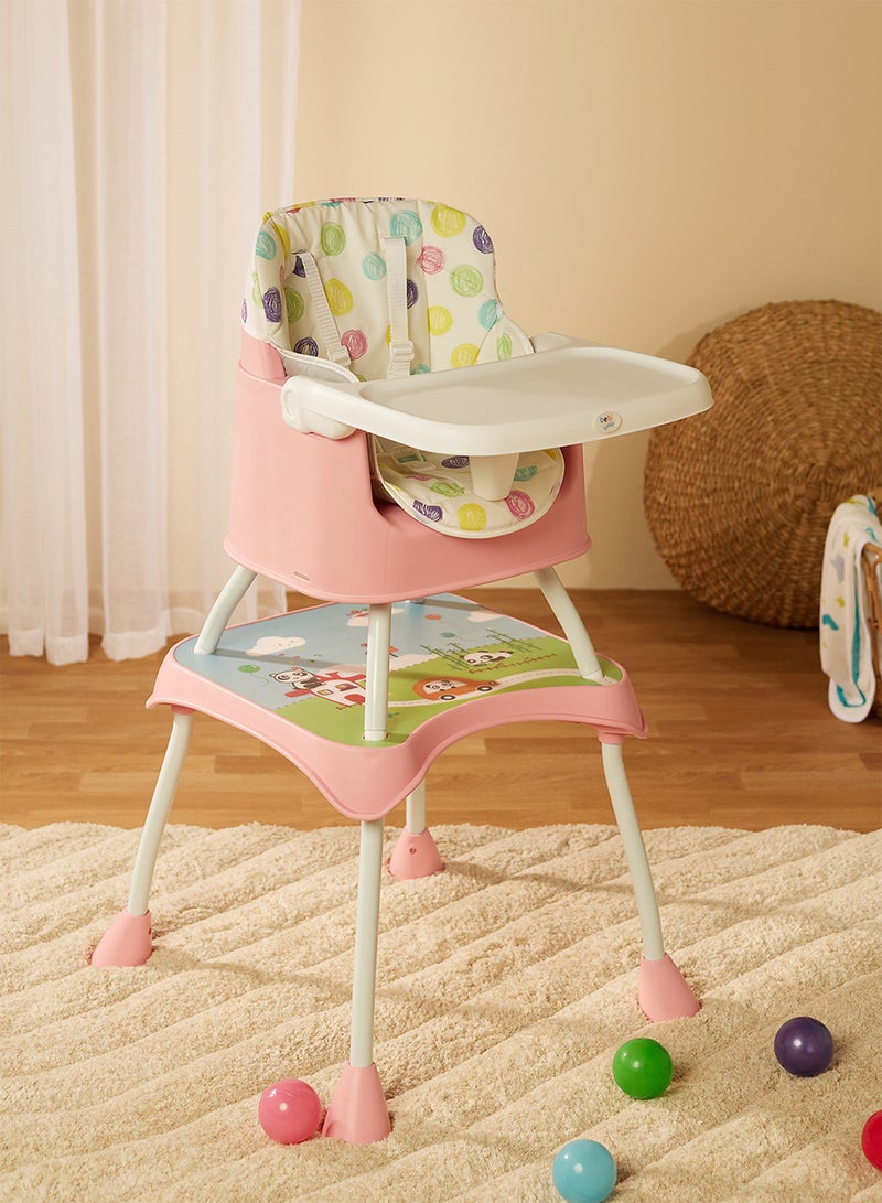 Bebi - 4 In 1 Eat And Grow Convertible Baby High Chair With Detachable Table For Writing Portable And Space Saving For Babies And Toddlers 6M+ Pink - Image 1