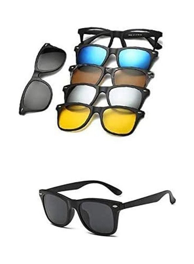 Generic - Polarized Mirror Night Vision Glasses 5 Magnetic Clip Black Sunglasses - Image 1