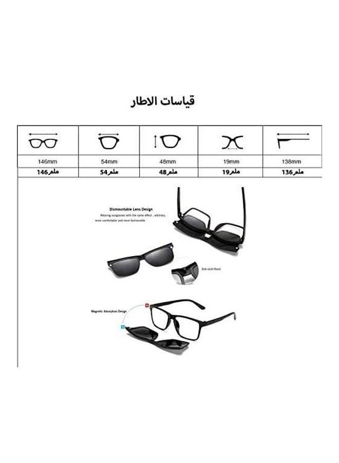 Generic - Polarized Mirror Night Vision Glasses 5 Magnetic Clip Black Sunglasses - Image 1