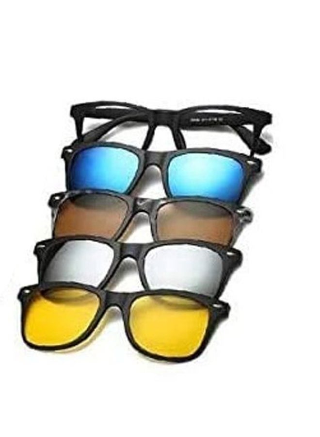 Generic - Polarized Mirror Night Vision Glasses 5 Magnetic Clip Black Sunglasses - Image 1