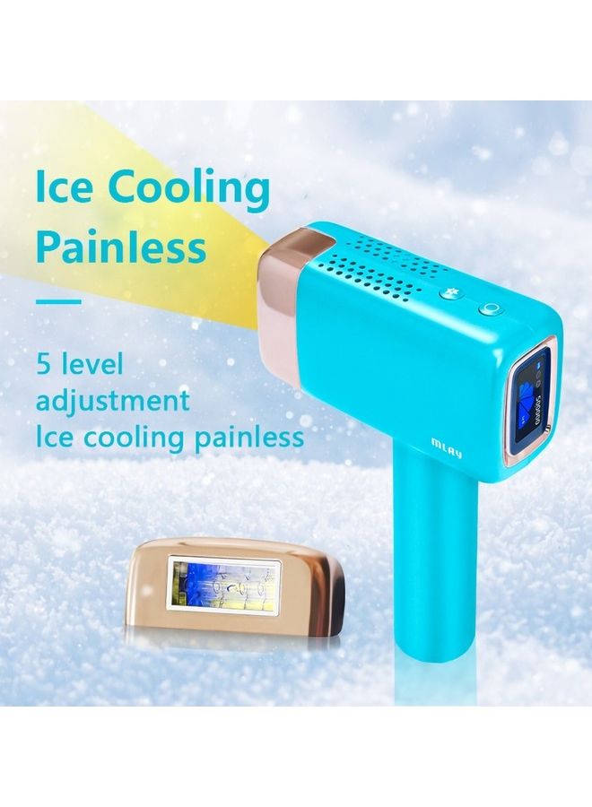 MLAY T14 Painless Ice Compress Hair Removal Device With Bikini Lamp Sky Blue - Image 1
