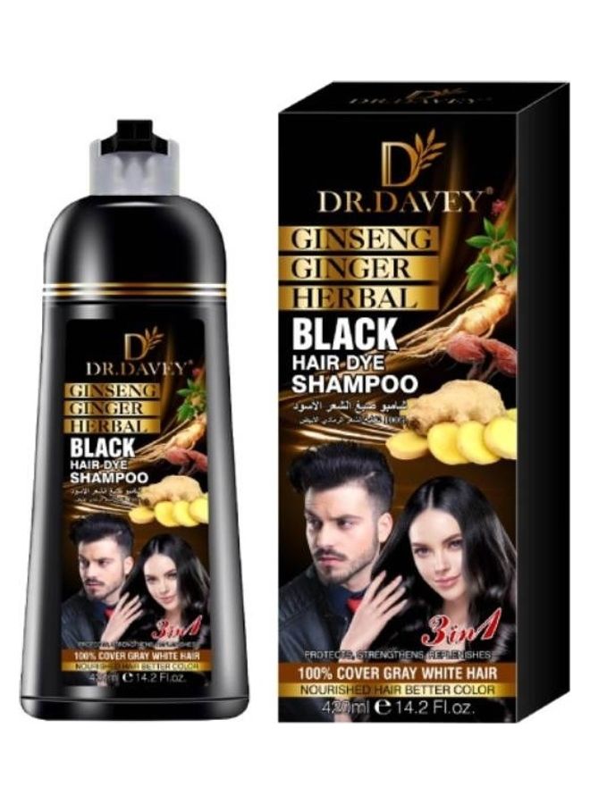 DR. DAVEY 3 In1 Hair Dye Shampoo Black 420ml  - Image 1