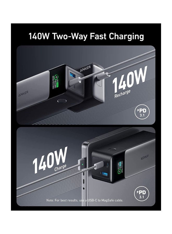 Anker - Power Bank, 24,000mAh 3-Port Portable Charger with 140W Output, 737 (PowerCore 24K), Smart Digital Display, Compatible with iPhone 13 Series, Samsung, Dell, AirPods, and More Black/Grey - Image 1