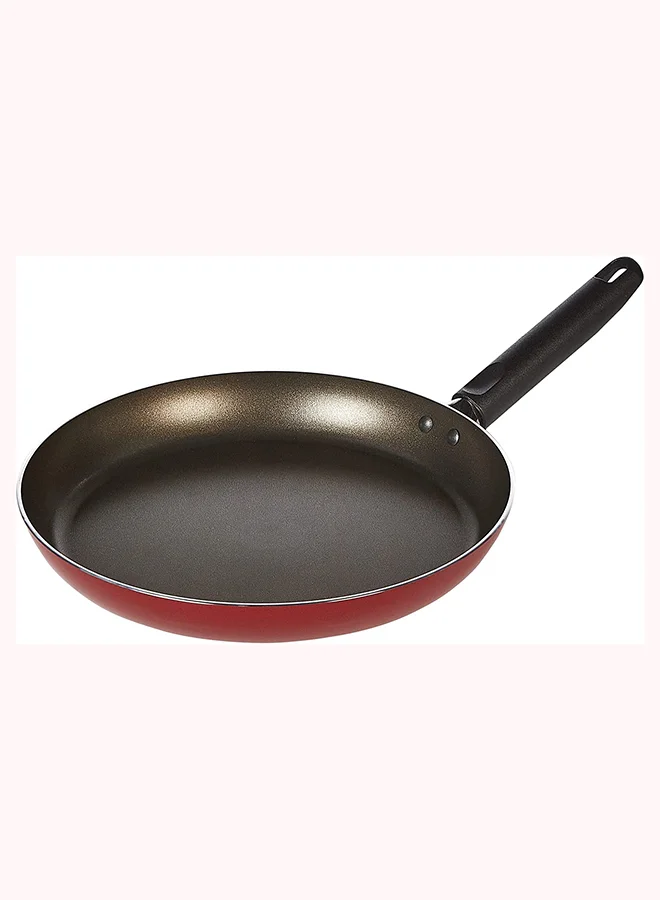 برستيج 12-Piece Non-Stick Aluminium Cookware Set With Kettle Includes 3 xCasserole 20 cm,24cm,3xLids, Skillet 28 cm, 4xKitchen Tools Red