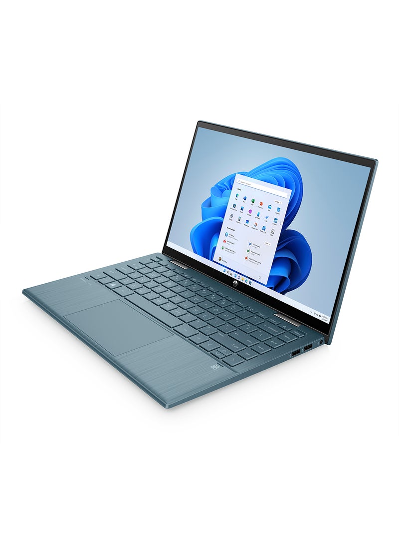 HP - Pavilion x360 Convertible 14-dy0024nx With 14-Inch FHD Touch Screen Display, Intel Pentium Gold 7505 Processor / 4GB RAM / 128GB SSD / Intel UHD Graphics / Windows 11 Home / english_arabic Spruce Blue - Image 1