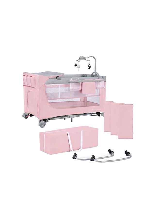 Kinderkraft - Joy Folding Bed With Accessories – Pink - Image 1