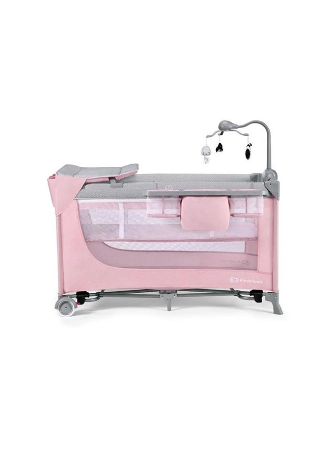 Kinderkraft - Joy Folding Bed With Accessories – Pink - Image 1