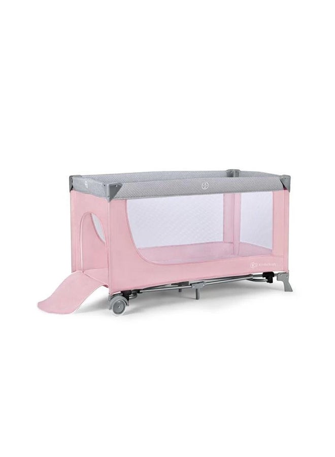 Kinderkraft - Joy Folding Bed With Accessories – Pink - Image 1