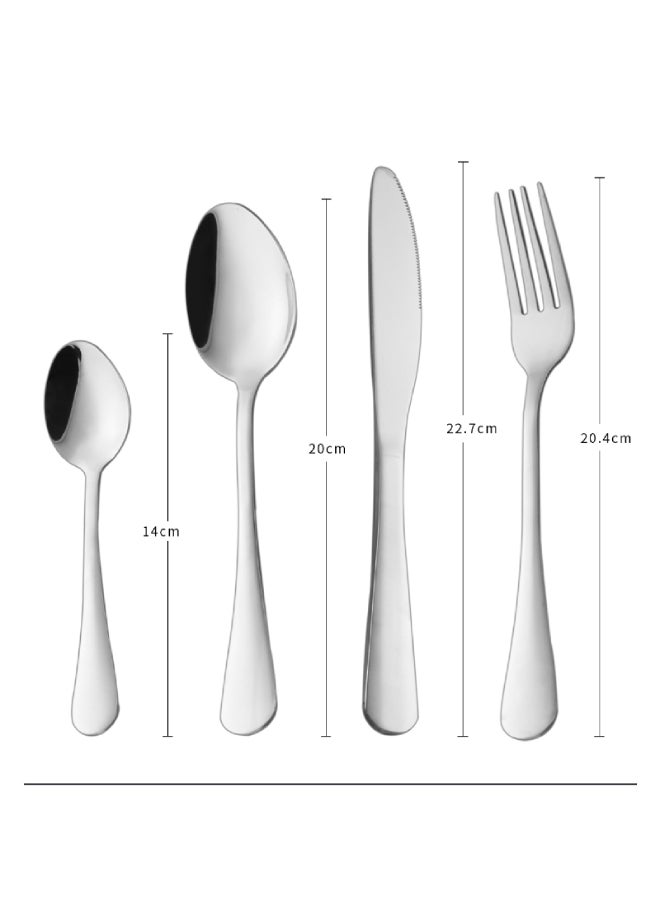 24-Piece Stainless Steel Quality Flatware With Knives, Forks, And Spoons, Mirror Polished Flatware Cutlery Set39.6x5.5x25.7 cm Silver - v1666008815/N42836929A_6