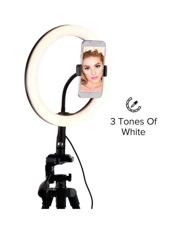 أندوير مصباح حلقي LED قابل للتعتيم مع حامل ثلاثي القوائم أسود/ أبيض  - Image 4