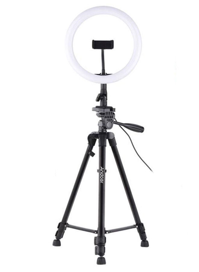 أندوير مصباح حلقي LED قابل للتعتيم مع حامل ثلاثي القوائم أسود/ أبيض  - Image 5