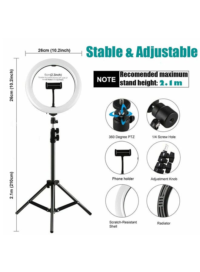 ANDOER - Dimmable LED Ring Light With Tripod Stand Black/White - Image 1