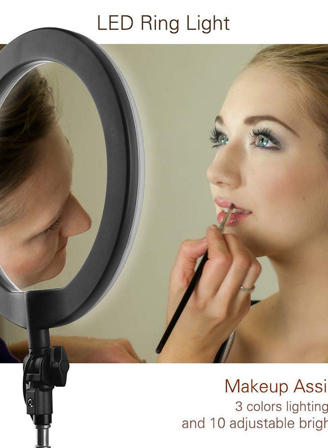 ANDOER - Dimmable LED Ring Light With Tripod Stand Black/White - Image 1