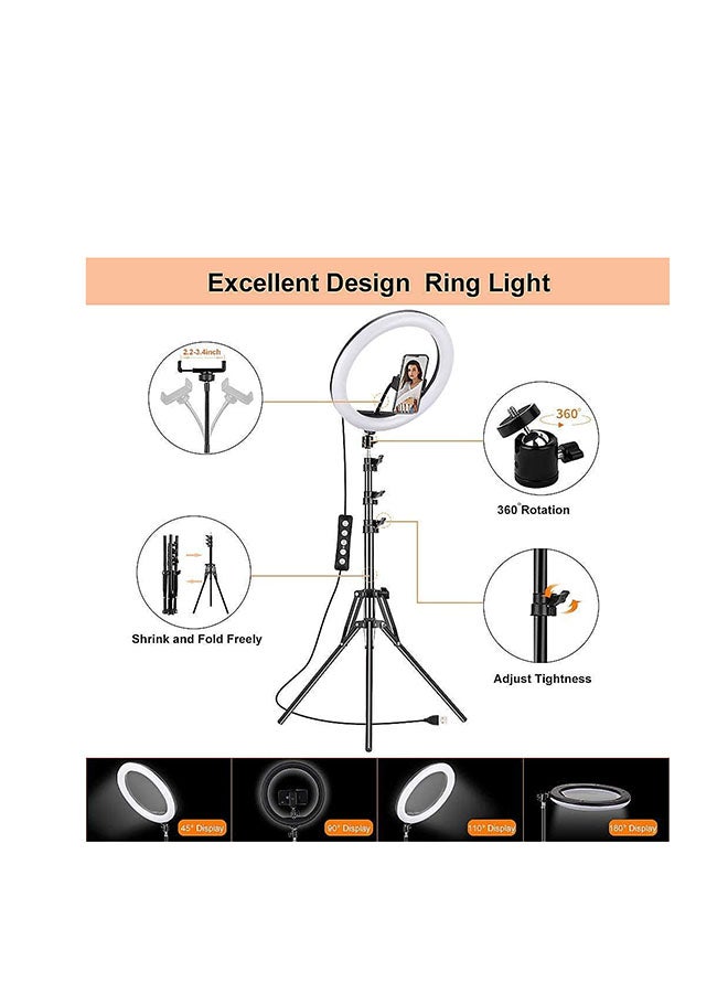 ANDOER - Dimmable LED Ring Light With Tripod Stand Black/White - Image 1