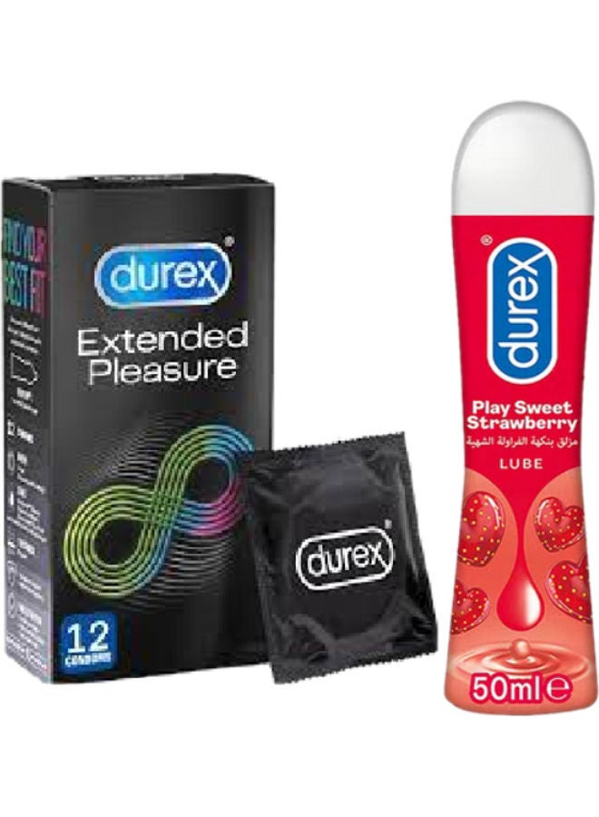 Durex Extended Pleasure Condoms 12 and Durex Sweet Strawberry Lube 50ml