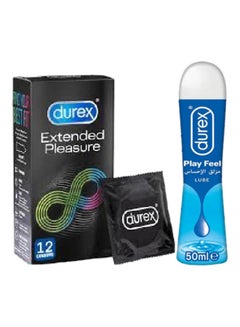 Durex Extended Pleasure Condoms 12 and Durex Play Feel Lube 50ml 