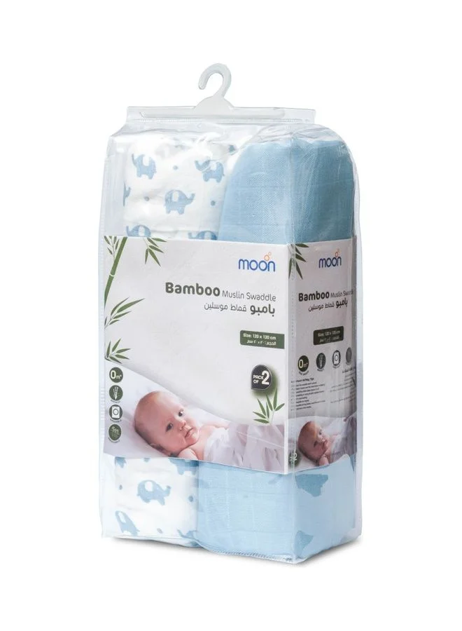 مون Pack Of 2 Bamboo Muslin Wrap Swaddle