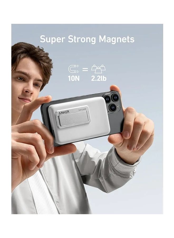 Anker - Power Bank, 633 Magnetic Battery, 10,000mAh Foldable Magnetic Wireless Portable Charger, Only for iPhone 16/16 Pro / 16 Pro Max / 15/15 Pro and 15 Pro Max/14/13/12 Series white - Image 1