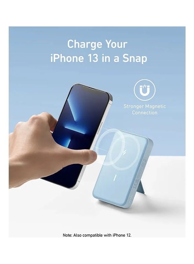 Anker - 633 Magnetic Battery, 10,000mAh Foldable Wireless Portable Charger, 20W USB-C Power Delivery Power Bank with Stand, Magsafe-Compatible for iPhone 16/15/14/13/12 Series blue - Image 1