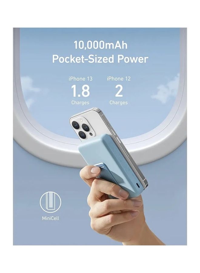Anker - 633 Magnetic Battery, 10,000mAh Foldable Wireless Portable Charger, 20W USB-C Power Delivery Power Bank with Stand, Magsafe-Compatible for iPhone 16/15/14/13/12 Series blue - Image 1