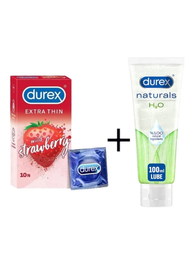 Durex Extra Thin Wild Strawberry 10 Pack and Durex Naturals Intim Gel 100ml 