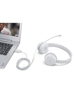 Lenovo 110 Stereo Analog On-Ear Headset White  - Image 2