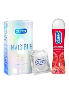 Durex Invisible Extra Sensitive Condoms 12 and Durex Play Sweet Strawberry Lube 50ml 