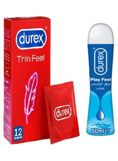 Durex Thin Feel Condoms 12 and Durex Play Feel 50ml Lube 