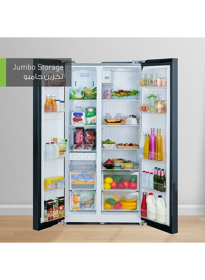 Panasonic - 510L Net Capacity Side by Side, No Frost Refrigerator with Inverter Compressor, External Control Touch Panel, Surround Coolig Air Flow System NR-BS703MS Silver - Image 1