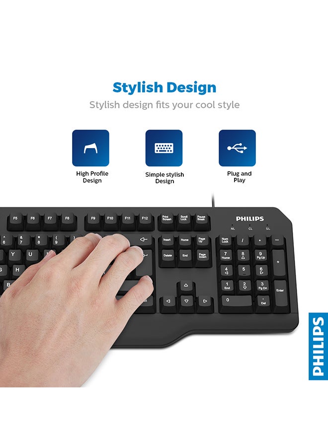 Philips - K202 Wired simplicity Keyboard Black - Image 1