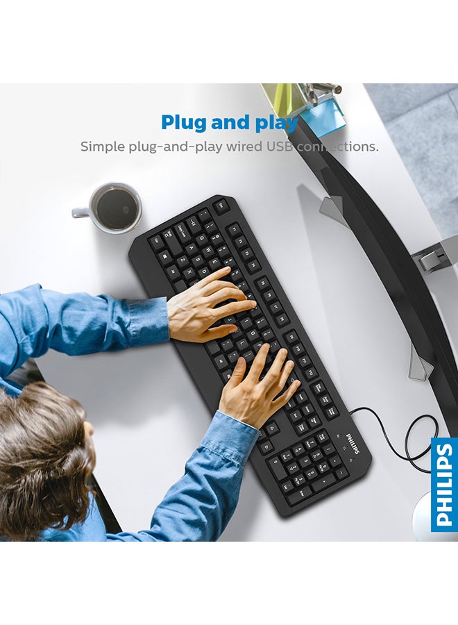Philips - K202 Wired simplicity Keyboard Black - Image 1