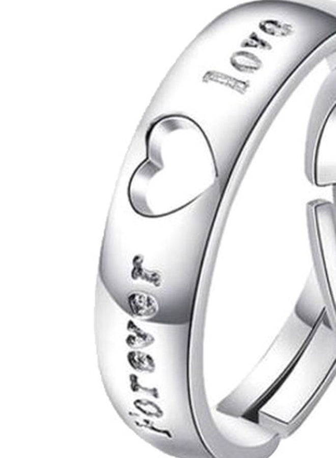 Silver Plated Rhinestone Studded Couple Rings  - Image 4