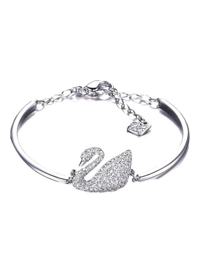 Silver Plated Rhinestone Studded Swan Designed Bracelet  - Image 1