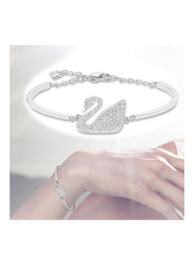 Silver Plated Rhinestone Studded Swan Designed Bracelet  - Image 2