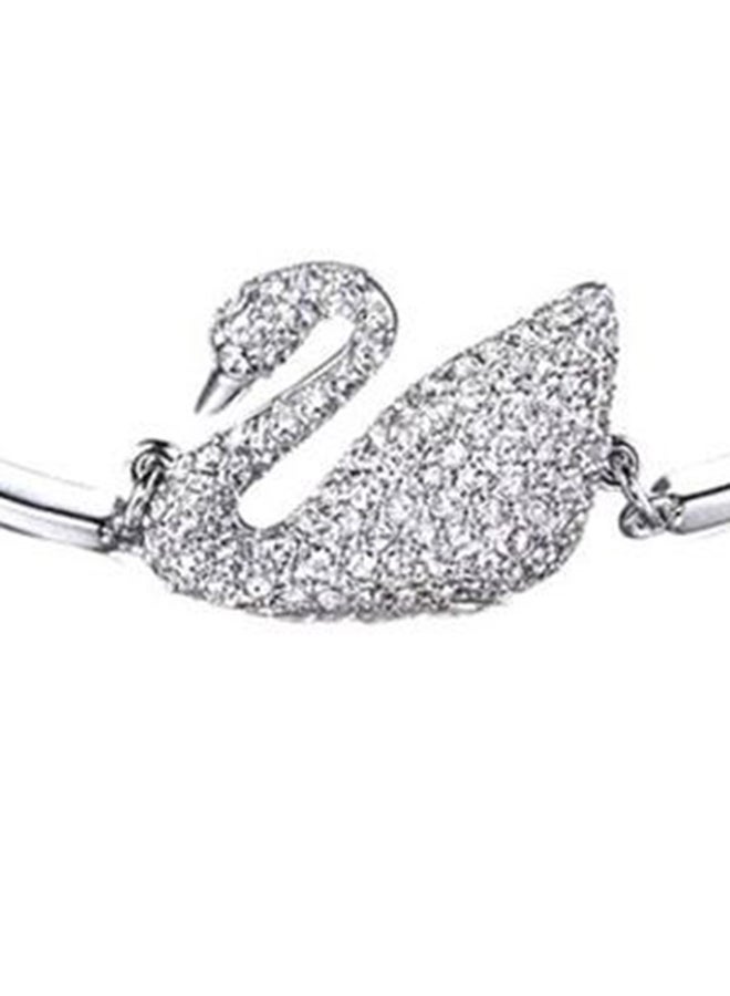 Silver Plated Rhinestone Studded Swan Designed Bracelet  - Image 3