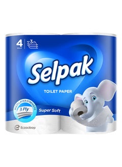 Super Soft Embossed Toilet Paper 140 Sheets X 3Ply, 4 Rolls