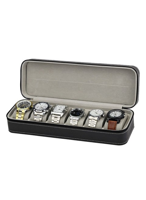 unisex 6-Slot PU Leather Watch Box
