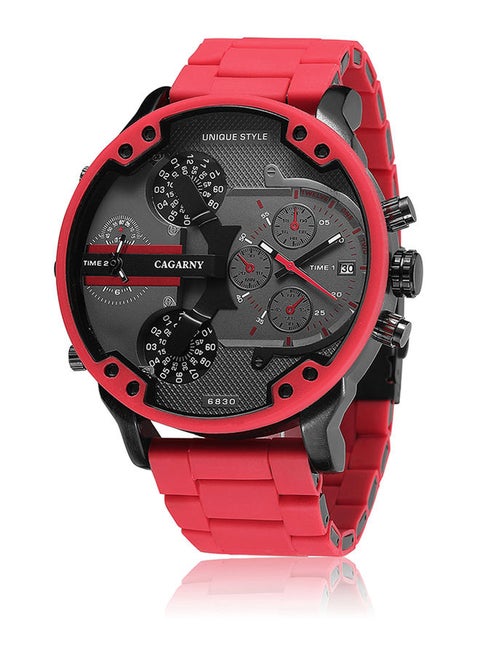 Men's Stainless Steel Chronograph Analog Watch 6830 - 57 mm - Red