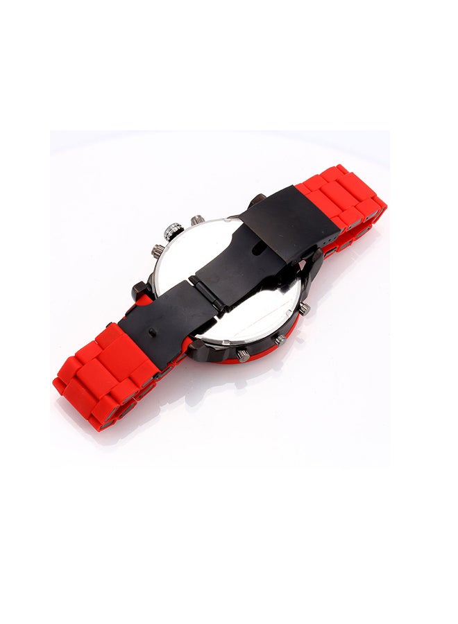 Generic - Men's Stainless Steel Chronograph Analog Watch 6830 - 57 mm - Red - Image 1