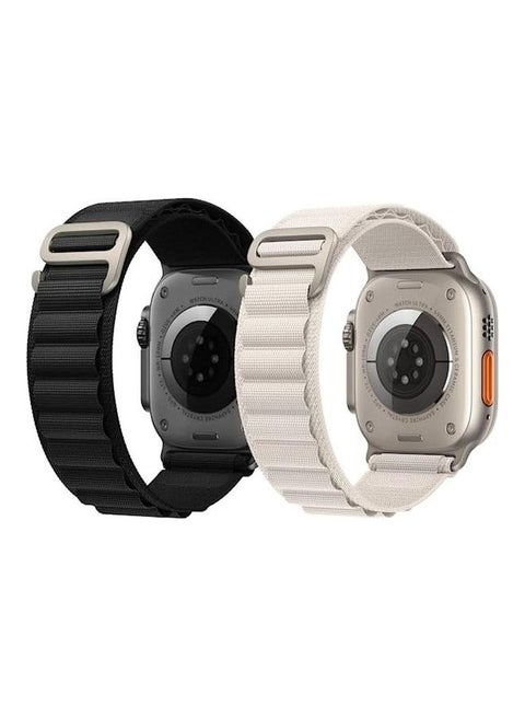 2Pack for Apple Watch Alpine Loop Band 49mm/45mm/44mm Nylon Woven Sport Strap Compatible with iWatch Series 8/Ultra/7/SE/6/5/4/3/2/1 Black/White