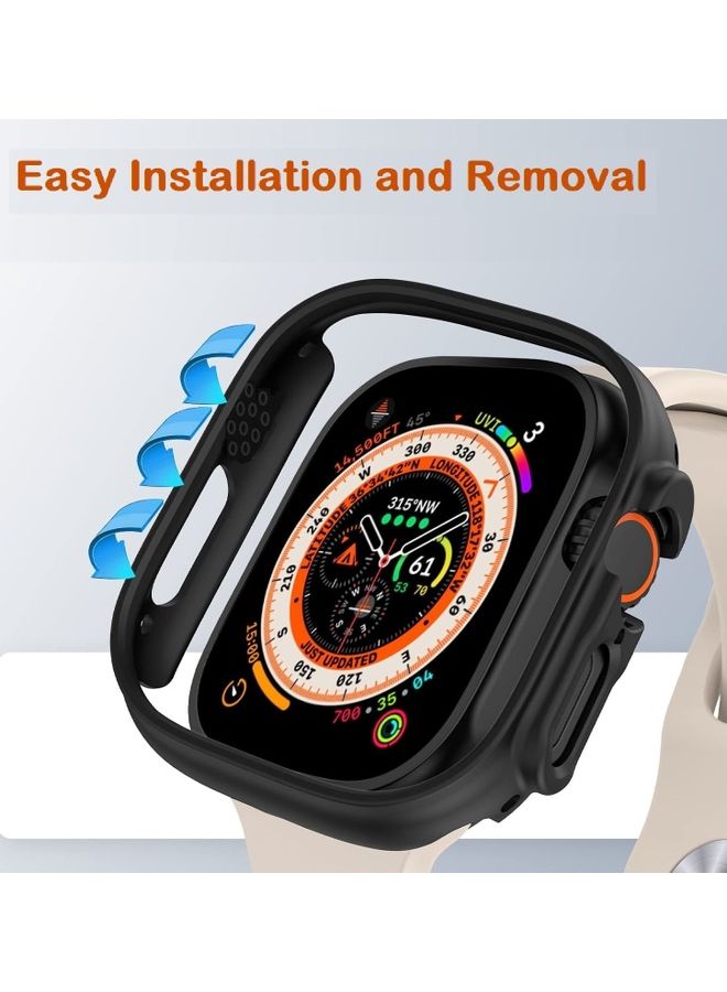 MARGOUN - Apple Watch Ultra 49mm Case Protective Hard PC Cover Shockproof Hollow Bumper Frame Guard Compatible with iWatch Ultra 49mm Black - Image 1