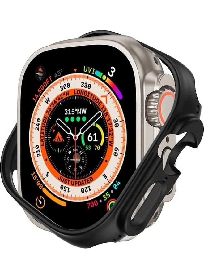 MARGOUN - Apple Watch Ultra 49mm Case Protective Hard PC Cover Shockproof Hollow Bumper Frame Guard Compatible with iWatch Ultra 49mm Black - Image 1
