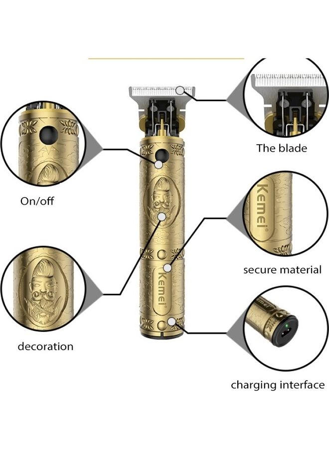 Kemei Barber Shop Oil Head Electric Trimmer Professional Haircut Shaver Carving Hair Beard Machine Styling Tool Gold - Image 3