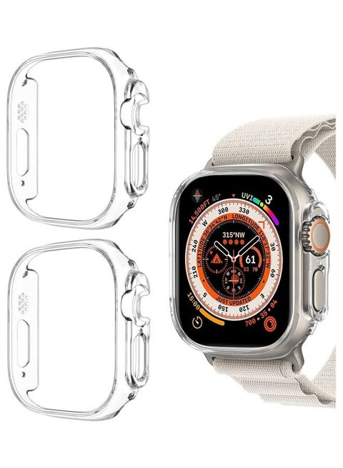 2Pack for Apple Watch Ultra 49mm Case Protective Hard PC Cover Shockproof Hollow Bumper Frame Guard Compatible with iWatch Ultra 49mm Clear