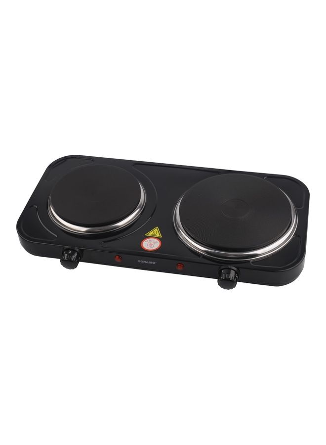 Double Electric Hot Plate with Adjustable Temperature Control and Overheat Protection | On/Off Indicator Light and Non-Slip Rubber Feet | Auto Thermostat Hot Plate for Kitchen Camping 2500 W SHP-613 Black - v1666159639/N53358966A_6